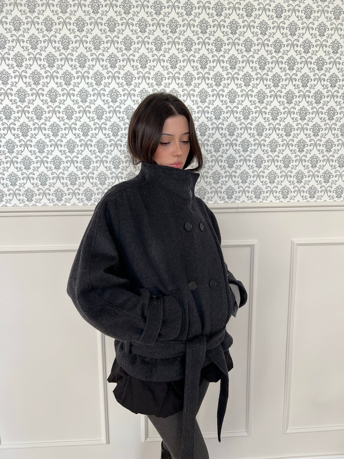DARK GRAY WOOL COAT