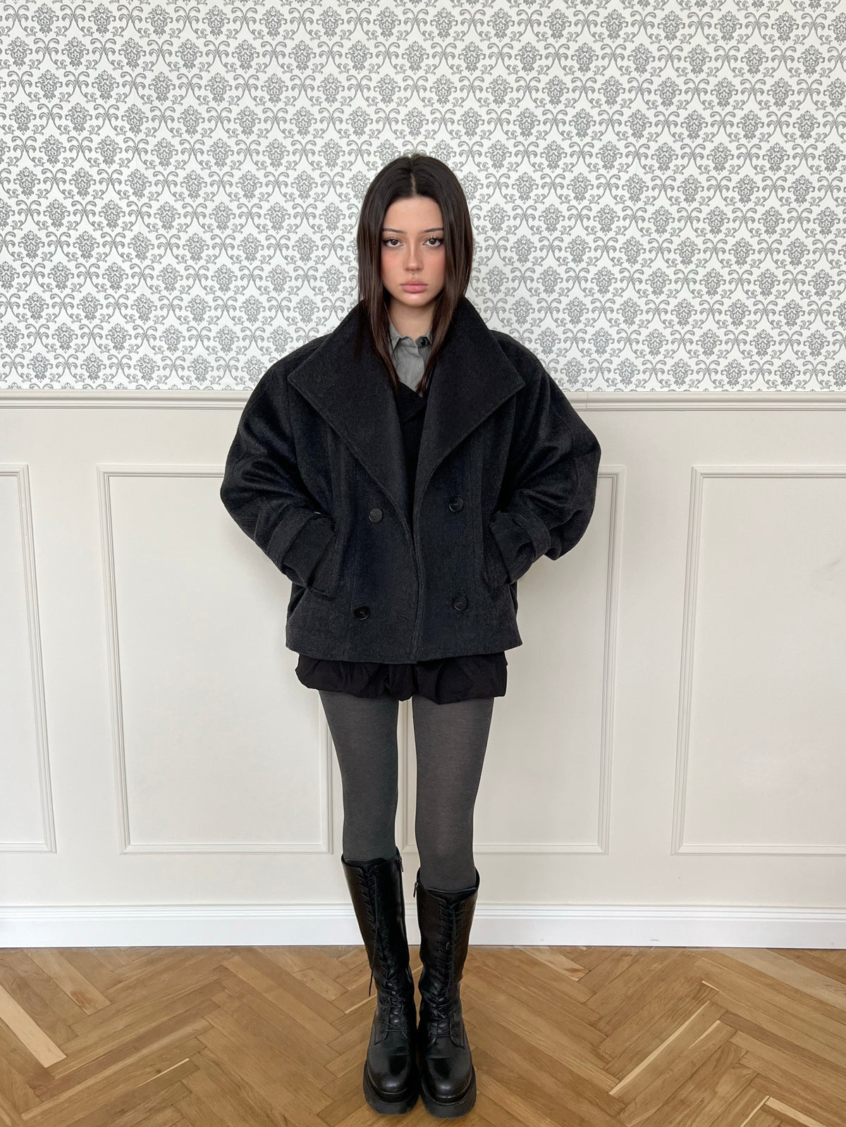 DARK GRAY WOOL COAT