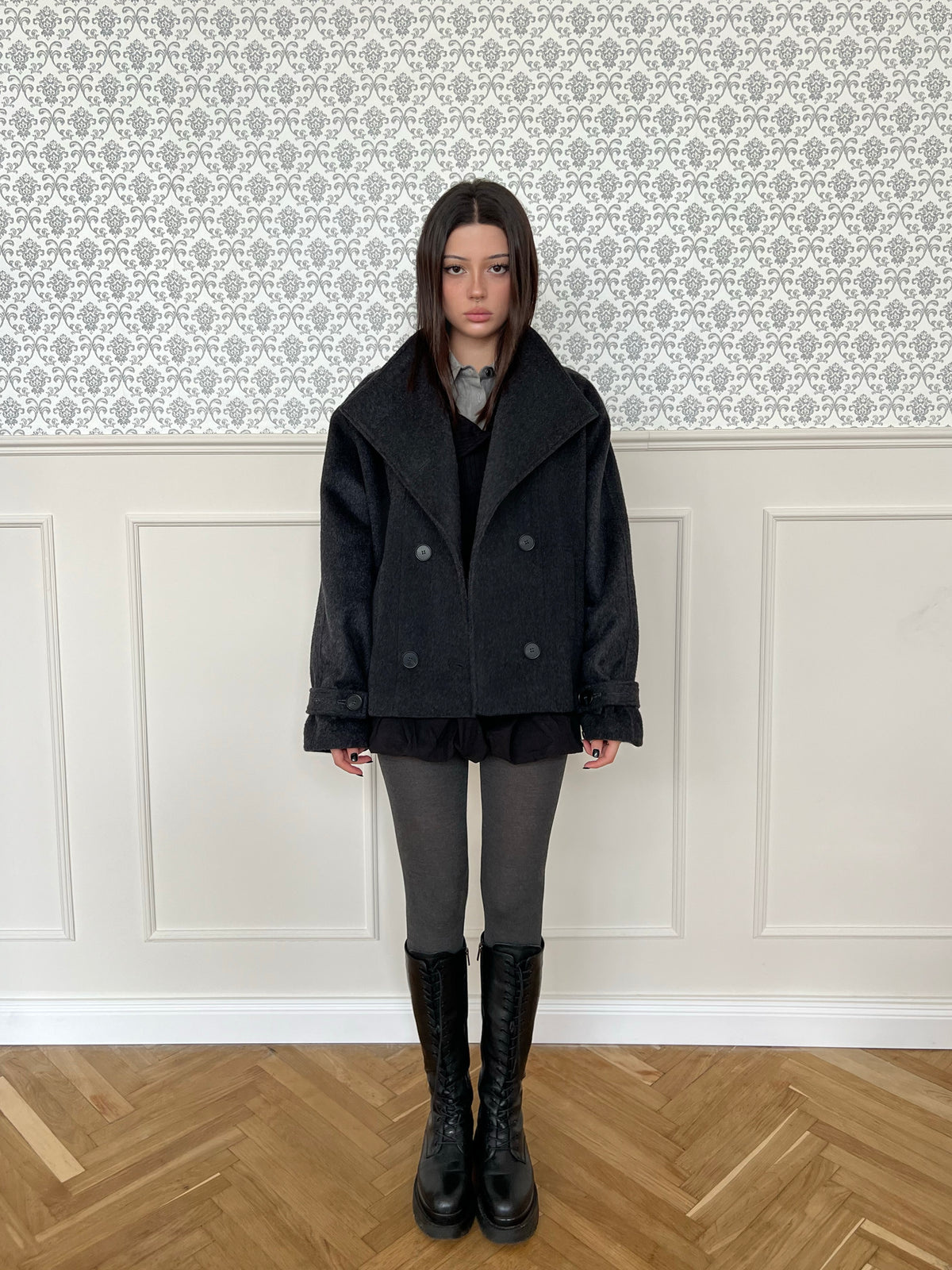 DARK GRAY WOOL COAT