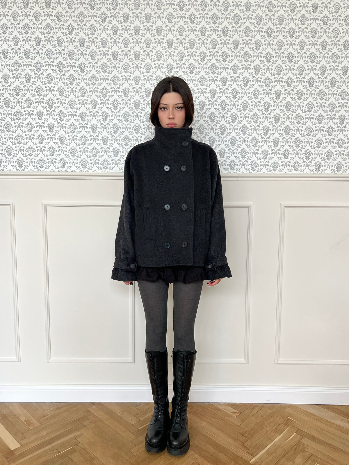 DARK GRAY WOOL COAT